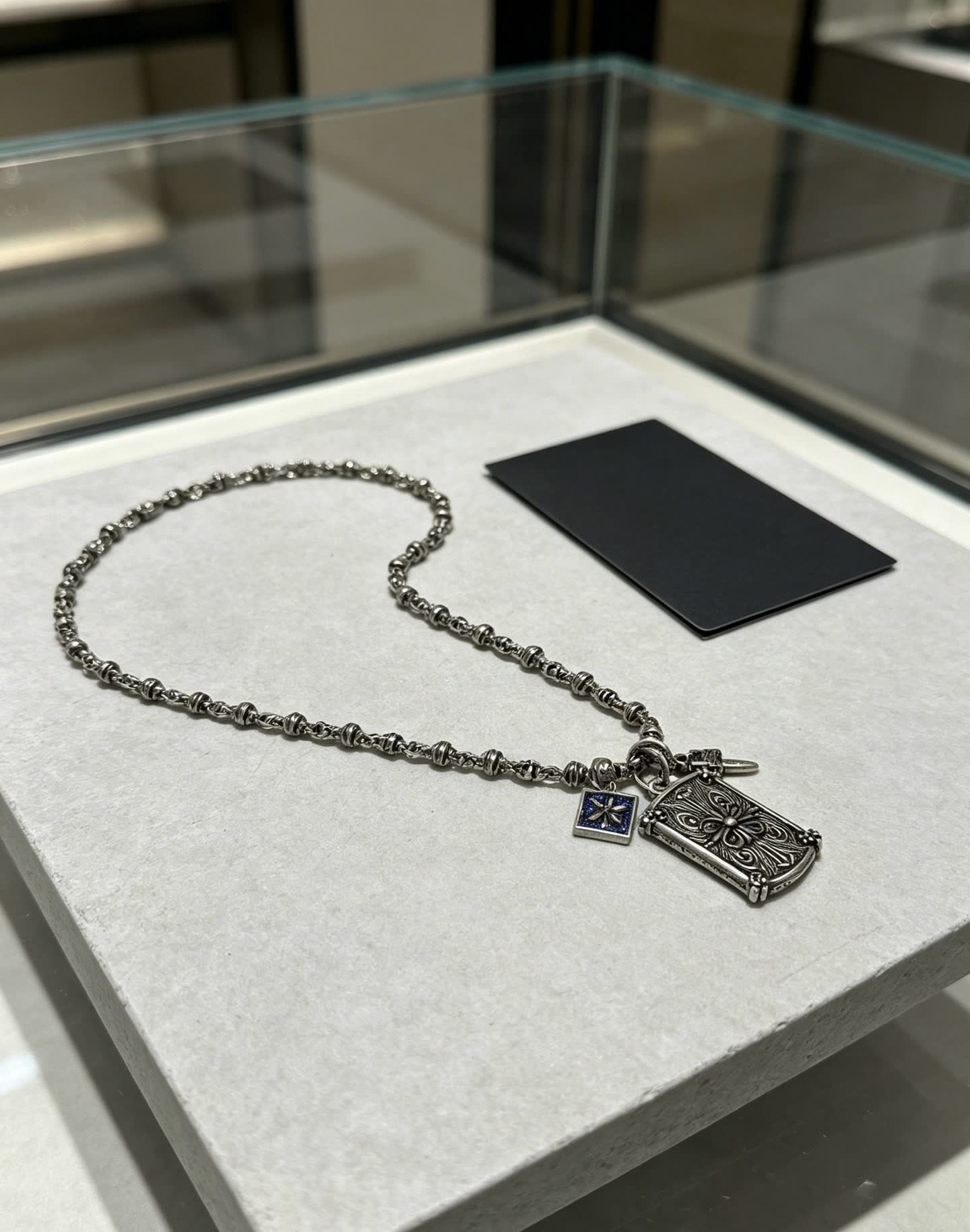 Chrome Hearts Black Orchid Silver Necklace with Charms
